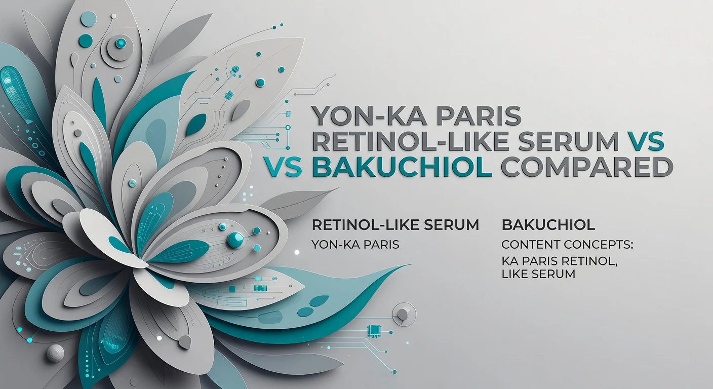 Professional header image for comparison analysis: Yon-Ka Paris Retinol-Like Serum vs Bakuchiol Compared