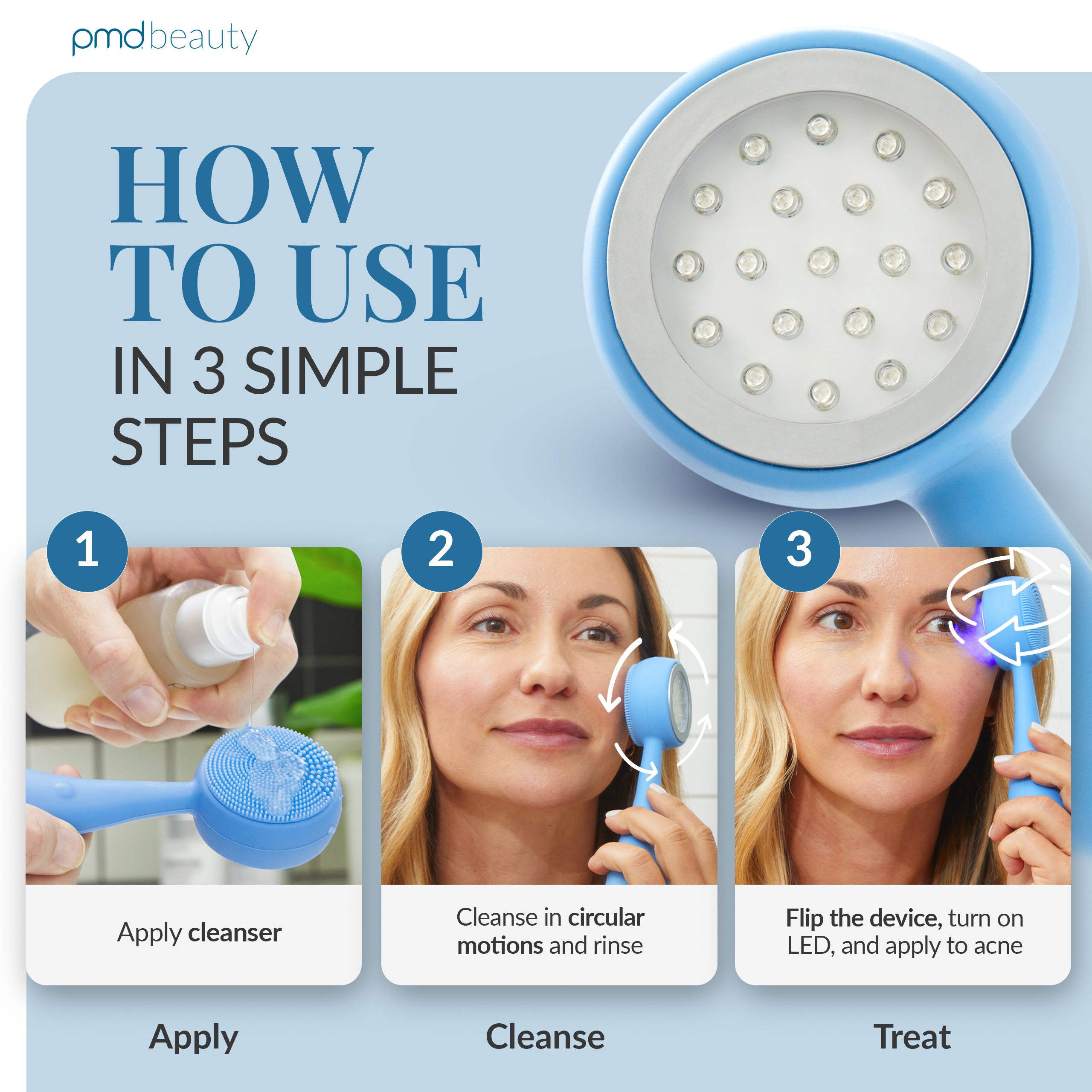 PMD LED Acne Facial Cleansing Device