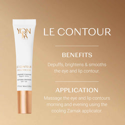 Le Contour - Excellence Code, a white tube with a gold base, contains 15ml of eye and lip concentrate for smoothing wrinkles.